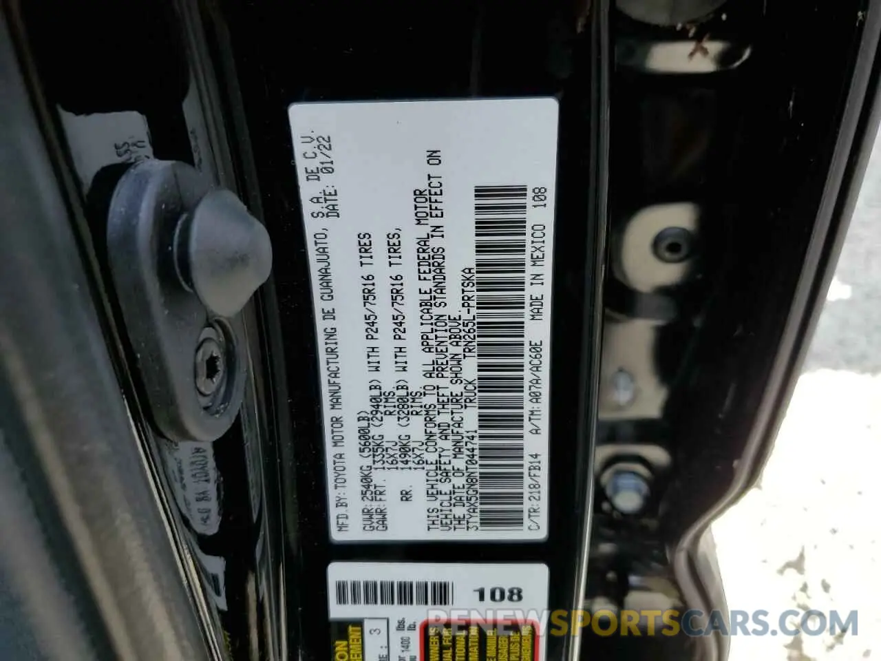 10 Фотография поврежденного автомобиля 3TYAX5GN8NT044741 TOYOTA TACOMA 2022