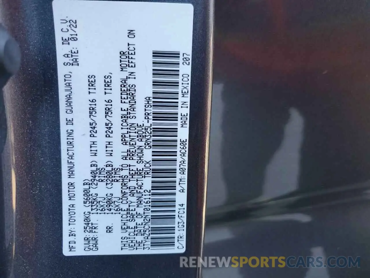 13 Photograph of a damaged car 3TYAZ5CN2NT016112 TOYOTA TACOMA 2022