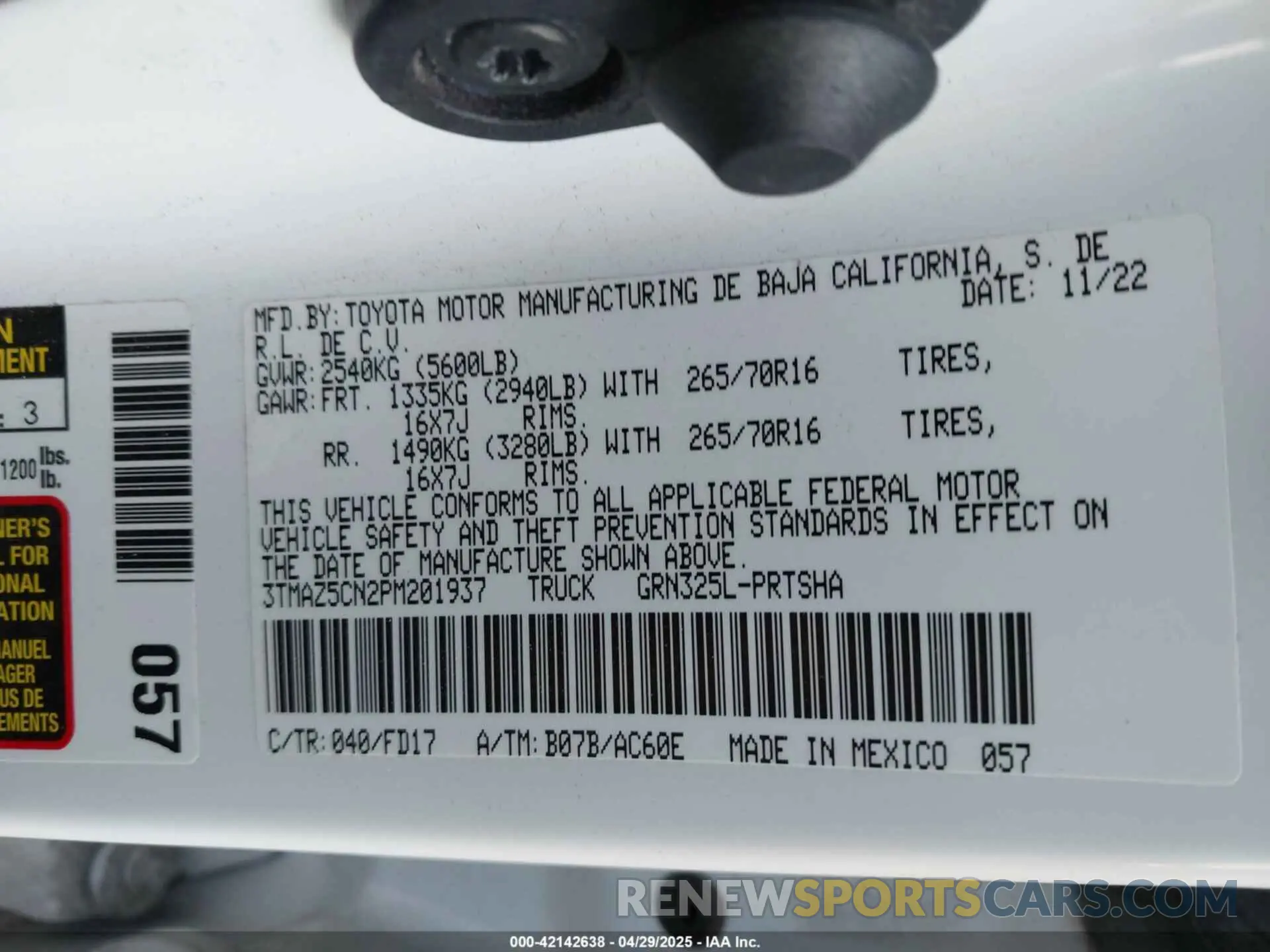 9 Photograph of a damaged car 3TMAZ5CN2PM201937 TOYOTA TACOMA 2023