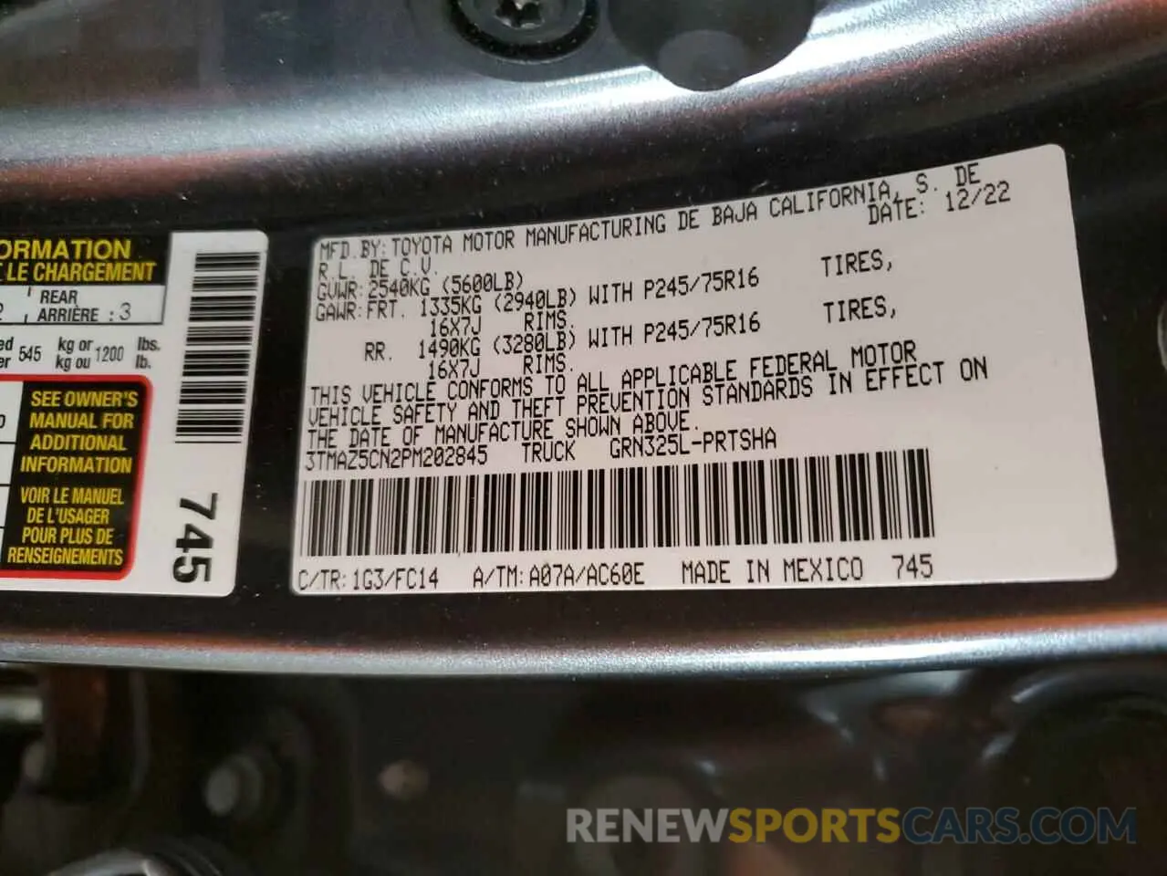14 Фотография поврежденного автомобиля 3TMAZ5CN2PM202845 TOYOTA TACOMA 2023