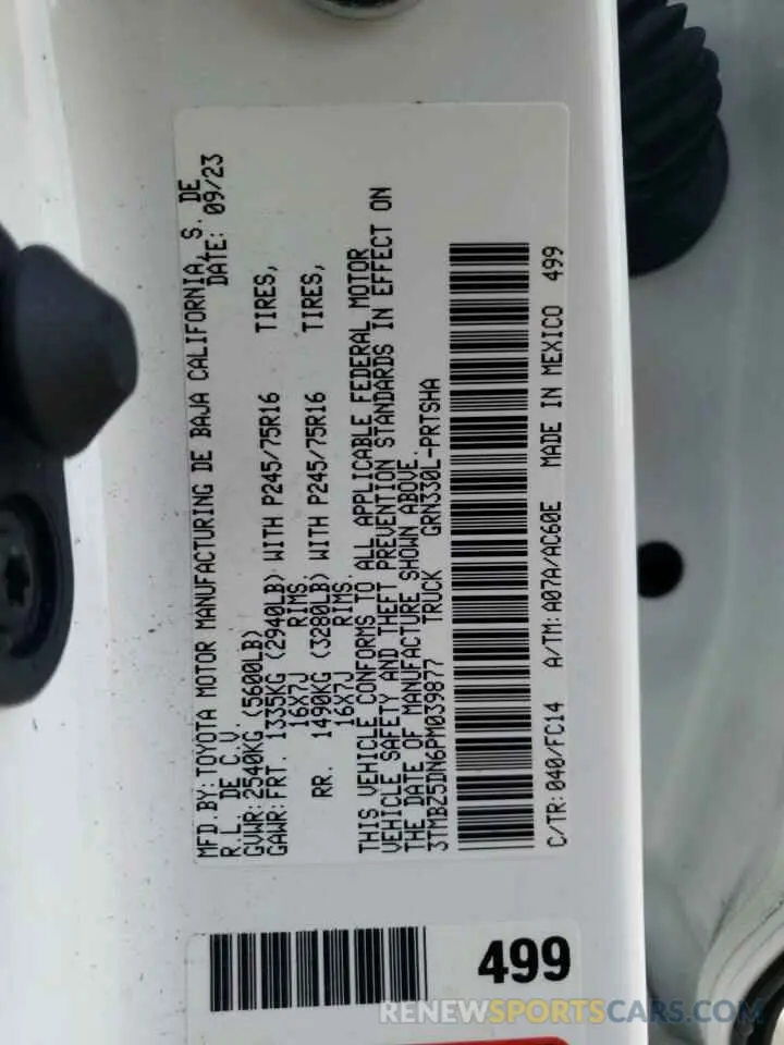 12 Фотография поврежденного автомобиля 3TMBZ5DN6PM039877 TOYOTA TACOMA 2023