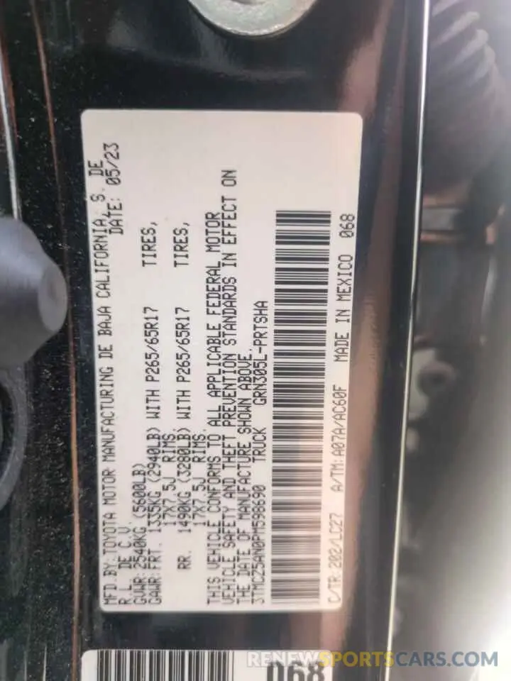 12 Фотография поврежденного автомобиля 3TMCZ5AN0PM598690 TOYOTA TACOMA 2023