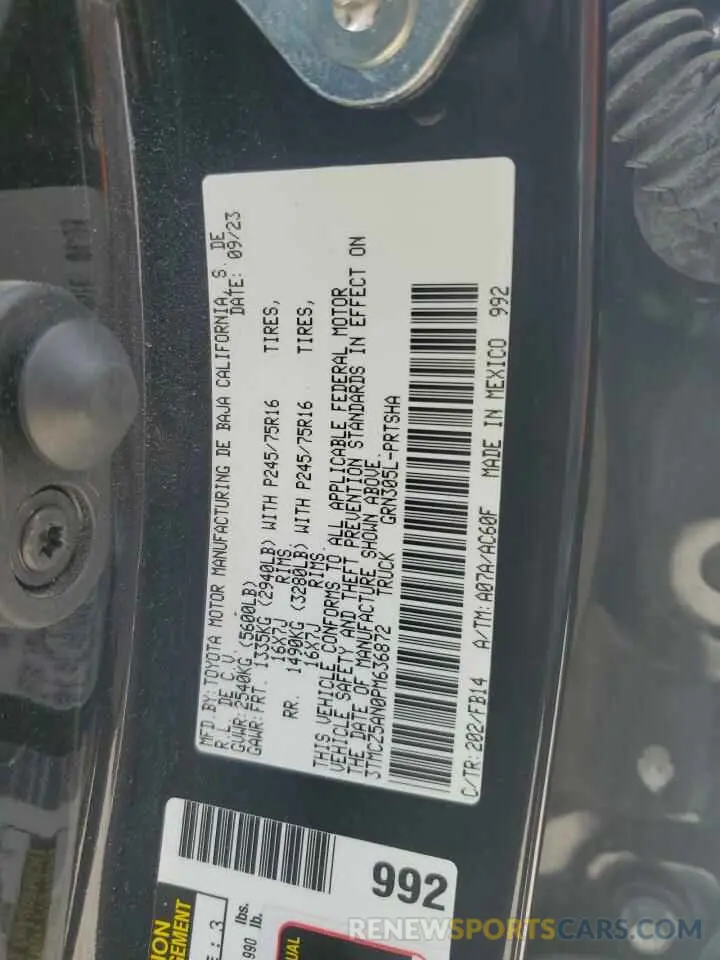12 Фотография поврежденного автомобиля 3TMCZ5AN0PM636872 TOYOTA TACOMA 2023