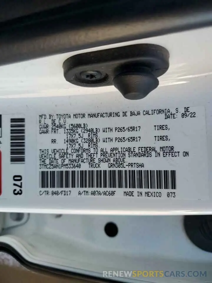 12 Фотография поврежденного автомобиля 3TMCZ5AN1PM533640 TOYOTA TACOMA 2023