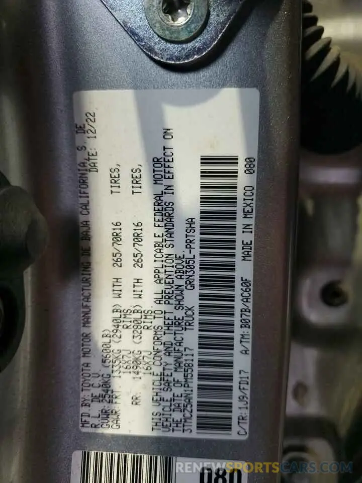 13 Фотография поврежденного автомобиля 3TMCZ5AN1PM558117 TOYOTA TACOMA 2023