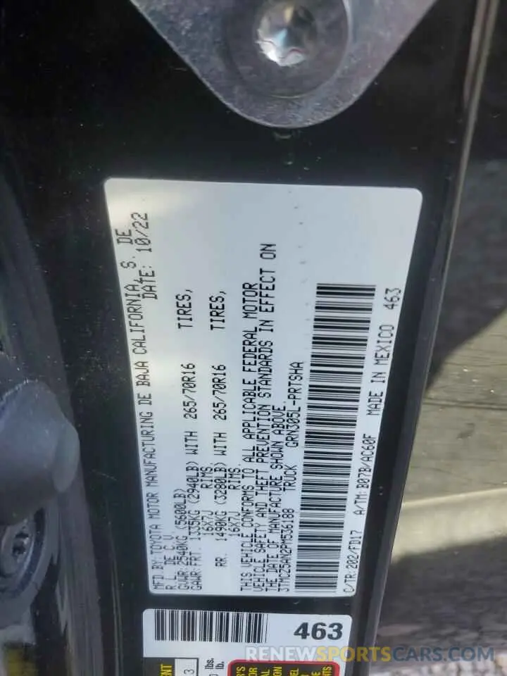 12 Фотография поврежденного автомобиля 3TMCZ5AN2PM536188 TOYOTA TACOMA 2023