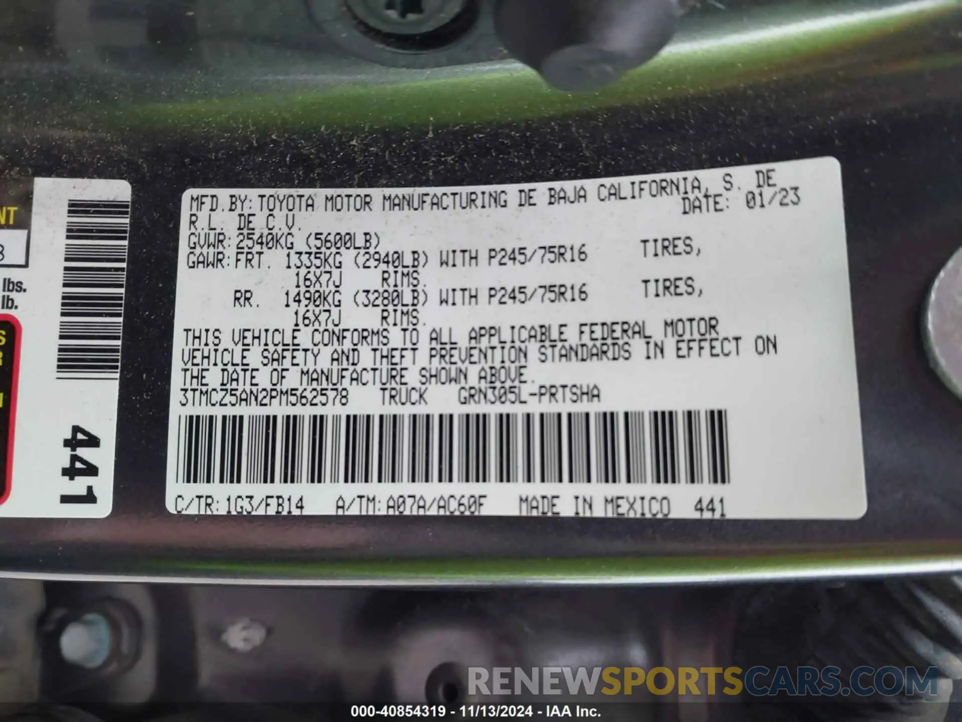 9 Фотография поврежденного автомобиля 3TMCZ5AN2PM562578 TOYOTA TACOMA 2023
