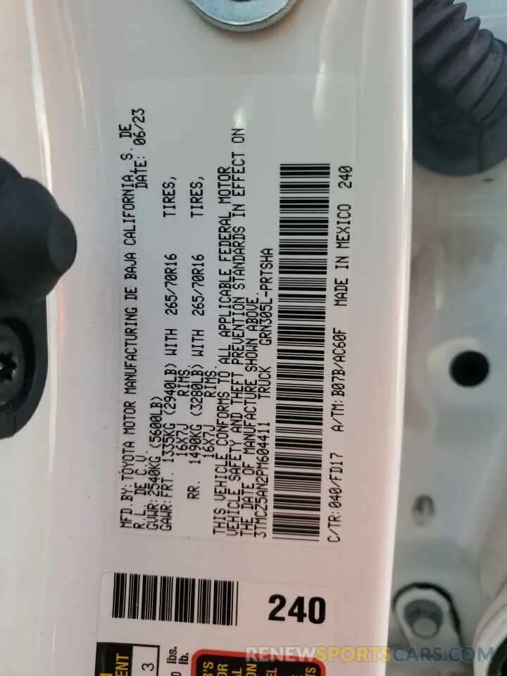 12 Фотография поврежденного автомобиля 3TMCZ5AN2PM604411 TOYOTA TACOMA 2023
