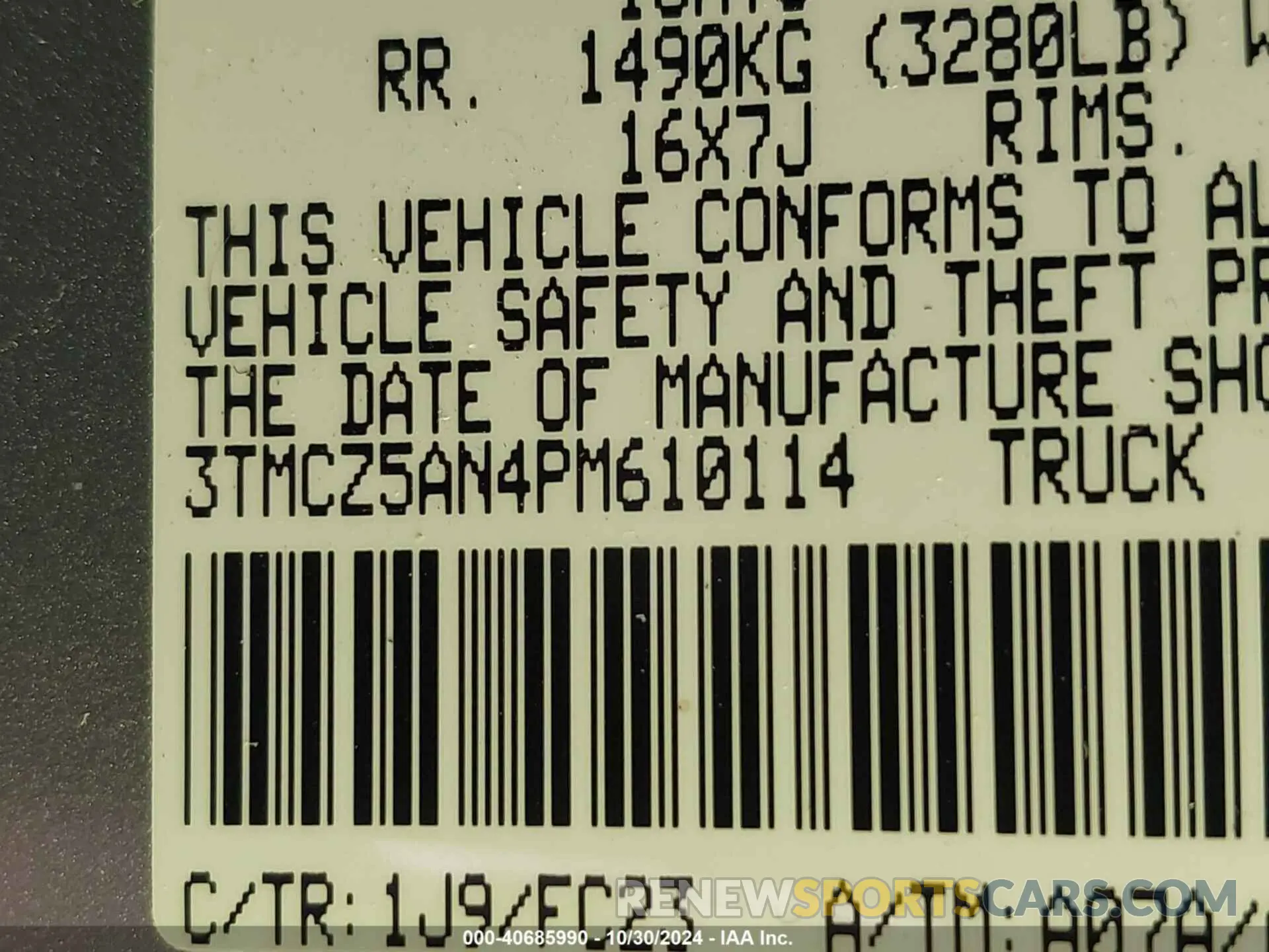 9 Photograph of a damaged car 3TMCZ5AN4PM610114 TOYOTA TACOMA 2023