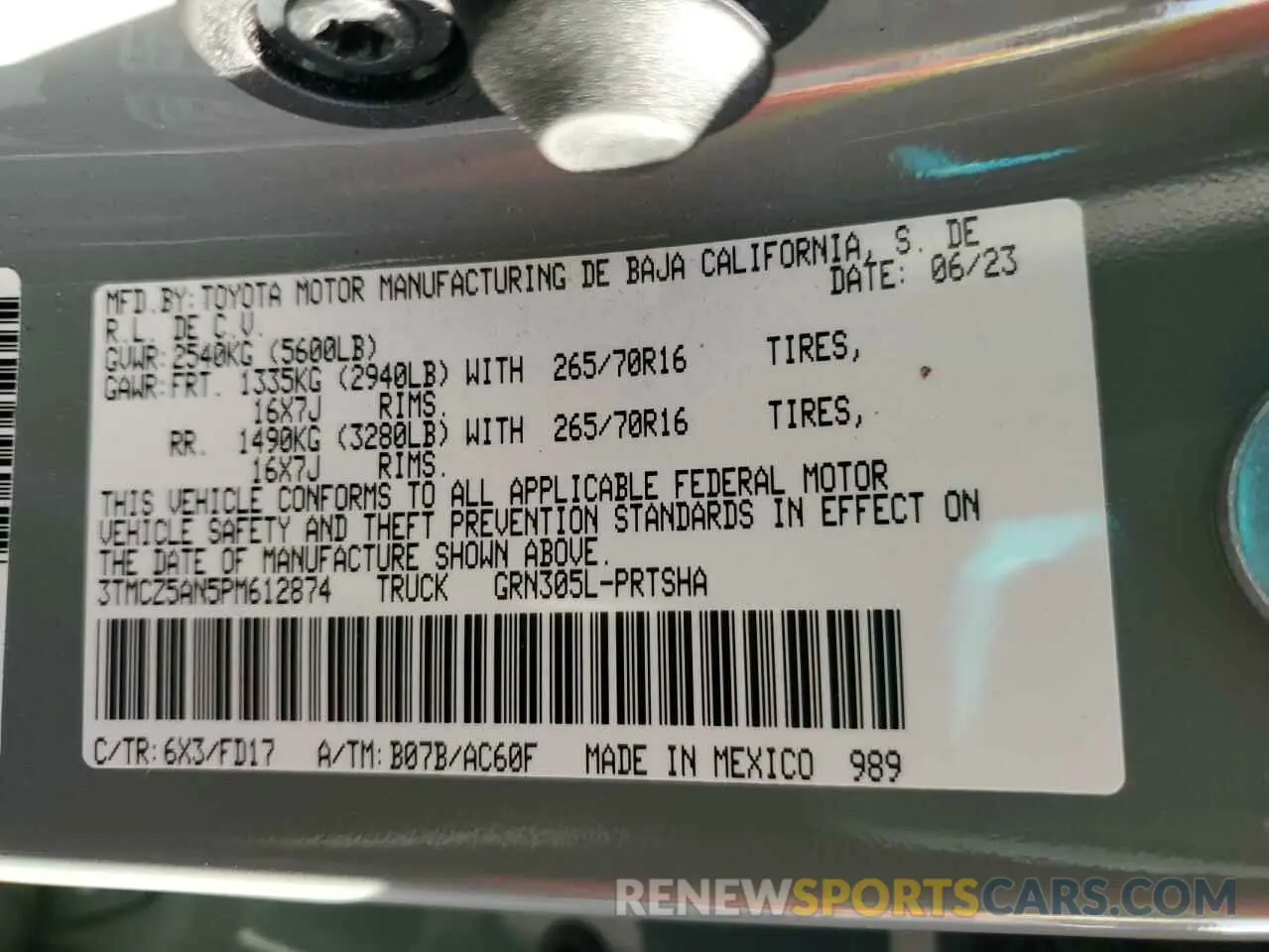 13 Фотография поврежденного автомобиля 3TMCZ5AN5PM612874 TOYOTA TACOMA 2023