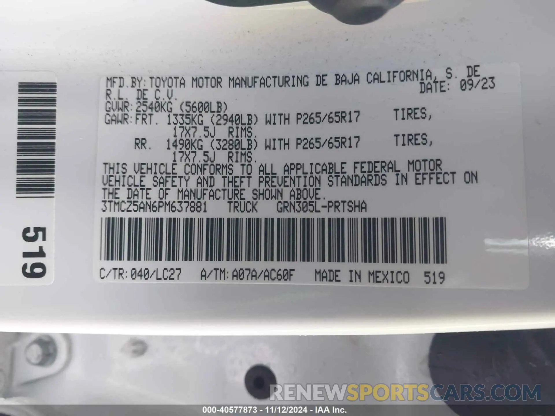 9 Photograph of a damaged car 3TMCZ5AN6PM637881 TOYOTA TACOMA 2023
