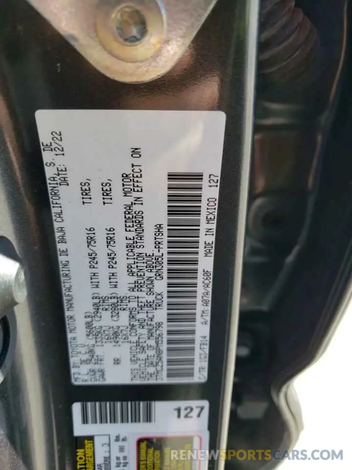 12 Фотография поврежденного автомобиля 3TMCZ5AN8PM556798 TOYOTA TACOMA 2023