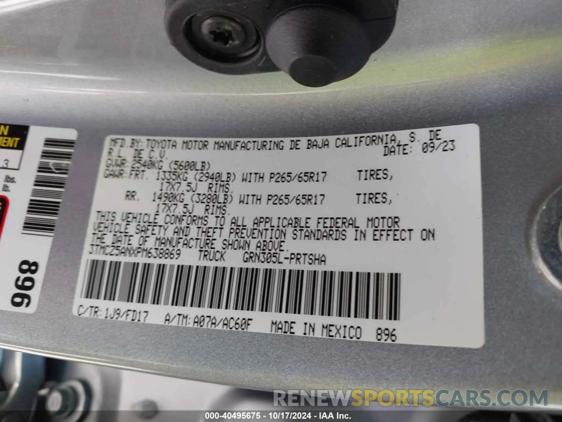 9 Фотография поврежденного автомобиля 3TMCZ5ANXPM638869 TOYOTA TACOMA 2023