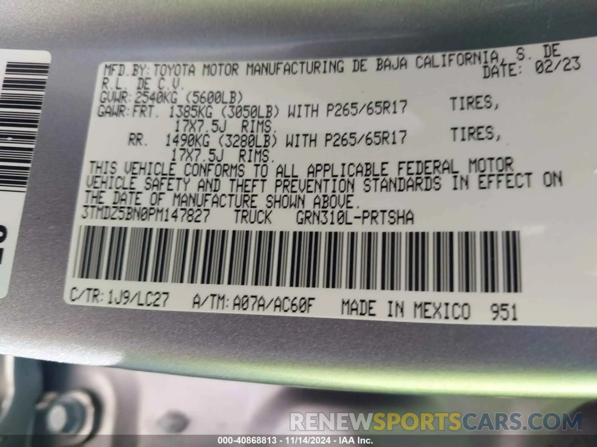 9 Фотография поврежденного автомобиля 3TMDZ5BN0PM147827 TOYOTA TACOMA 2023