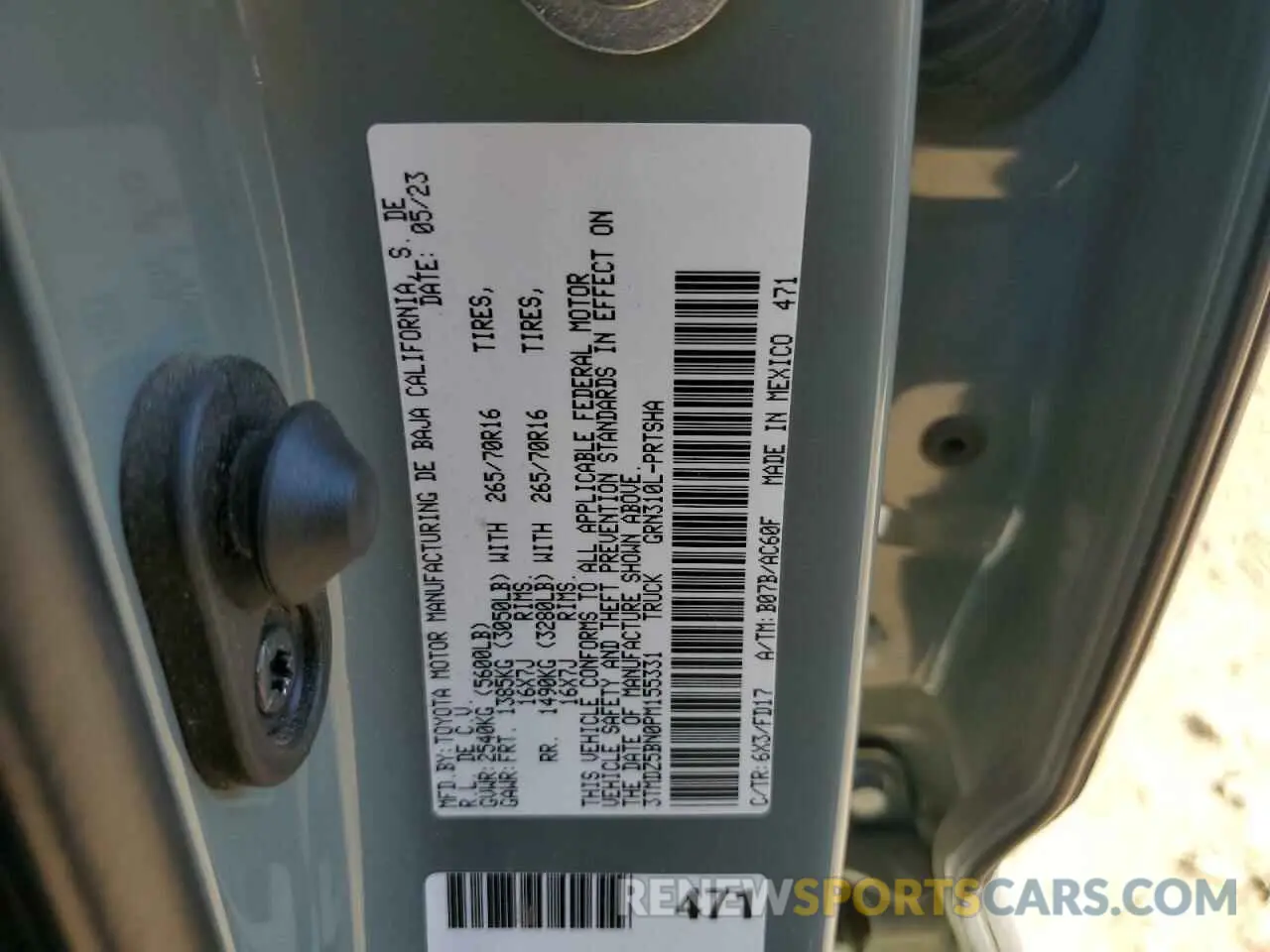 12 Фотография поврежденного автомобиля 3TMDZ5BN0PM155331 TOYOTA TACOMA 2023
