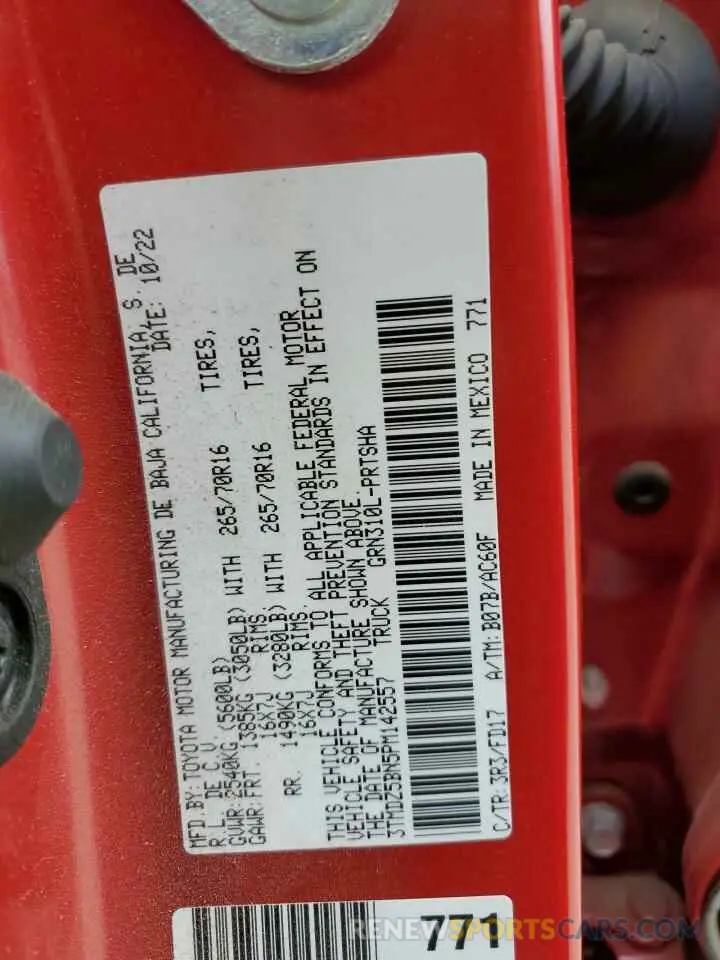 12 Фотография поврежденного автомобиля 3TMDZ5BN5PM142557 TOYOTA TACOMA 2023