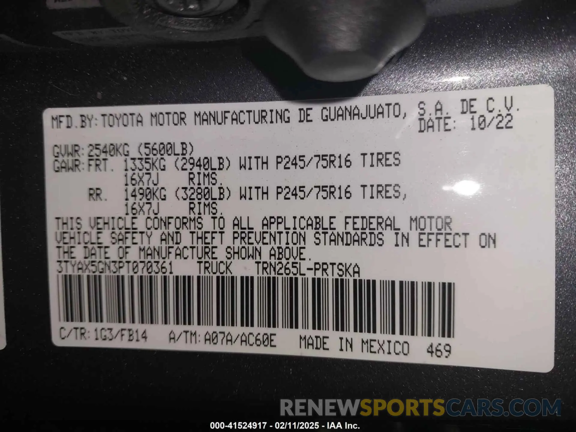 9 Фотография поврежденного автомобиля 3TYAX5GN3PT070361 TOYOTA TACOMA 2023