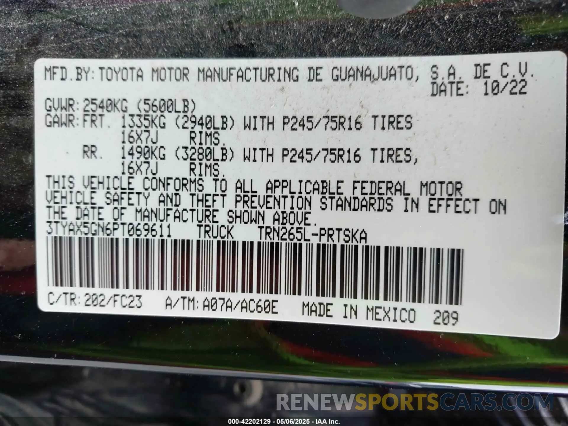 9 Фотография поврежденного автомобиля 3TYAX5GN6PT069611 TOYOTA TACOMA 2023
