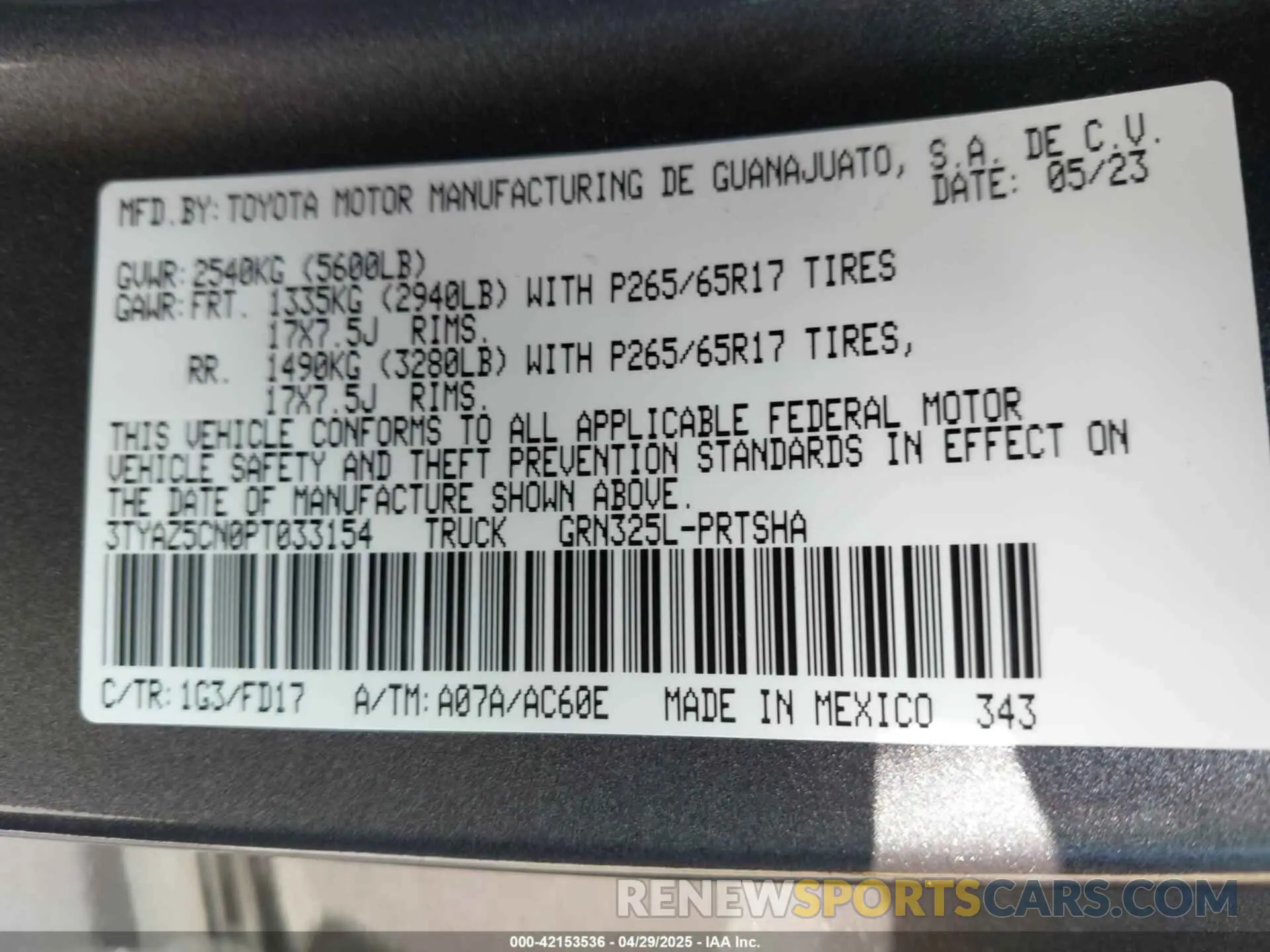 9 Photograph of a damaged car 3TYAZ5CN0PT033154 TOYOTA TACOMA 2023