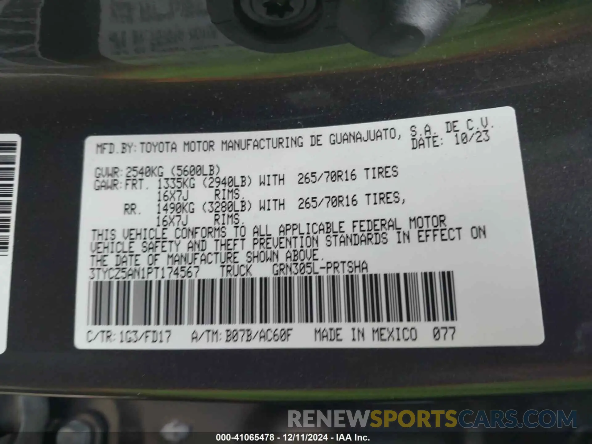 9 Photograph of a damaged car 3TYCZ5AN1PT174567 TOYOTA TACOMA 2023
