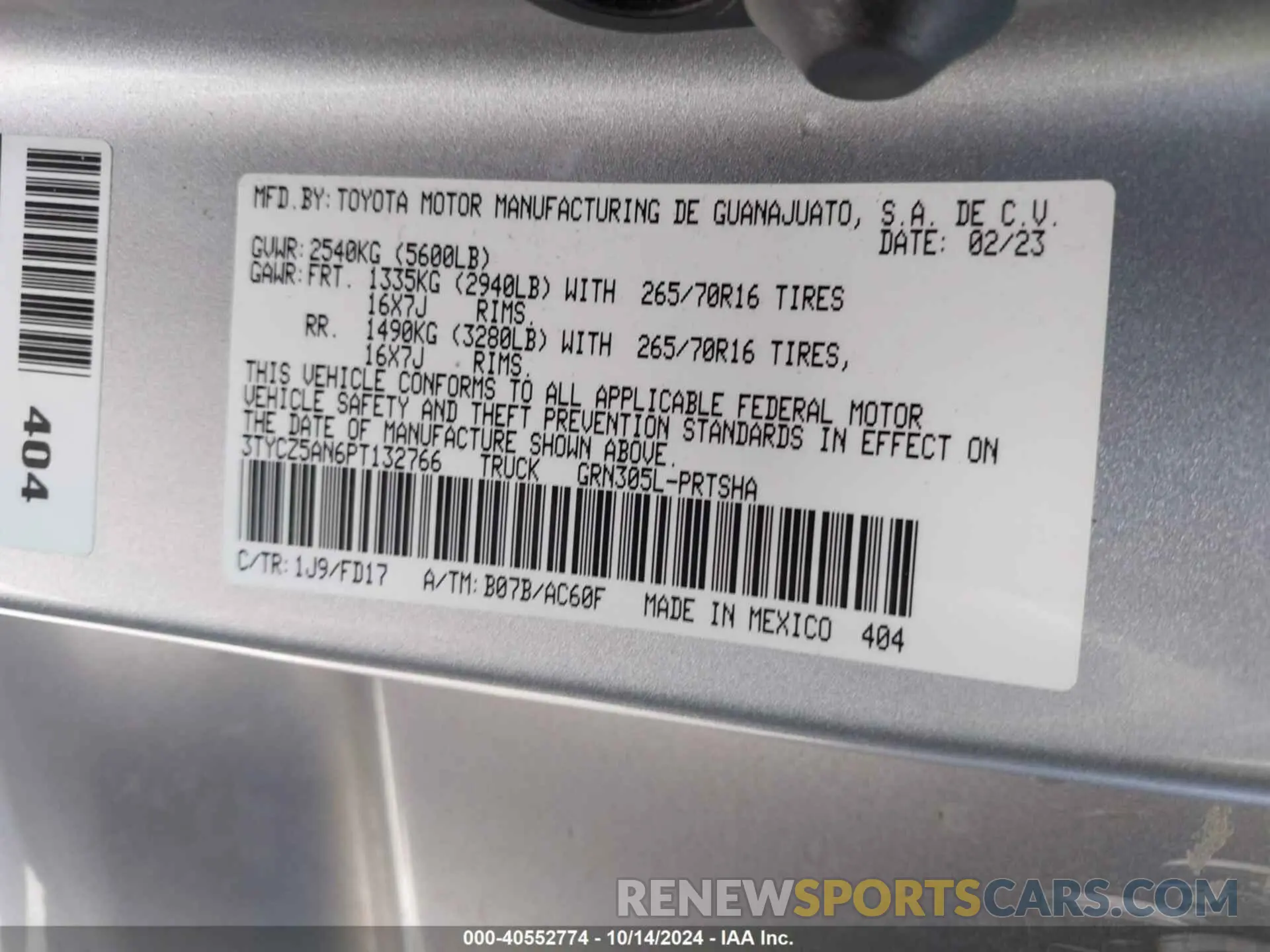 9 Photograph of a damaged car 3TYCZ5AN6PT132766 TOYOTA TACOMA 2023