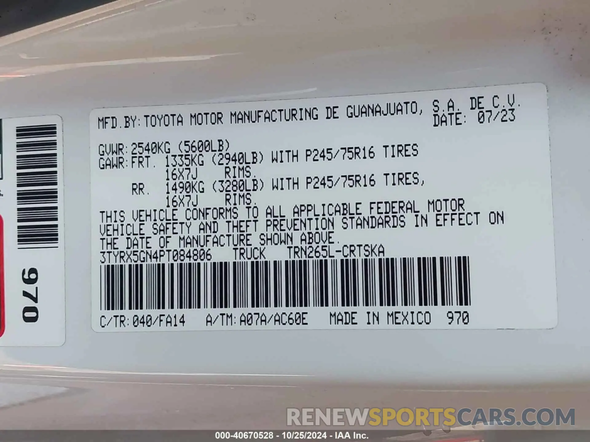 9 Фотография поврежденного автомобиля 3TYRX5GN4PT084806 TOYOTA TACOMA 2023