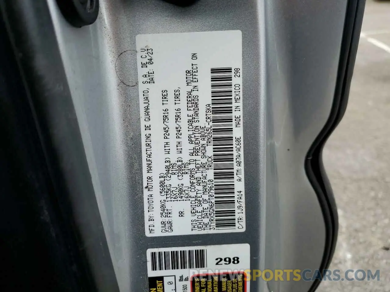 13 Фотография поврежденного автомобиля 3TYRX5GN6PT079610 TOYOTA TACOMA 2023