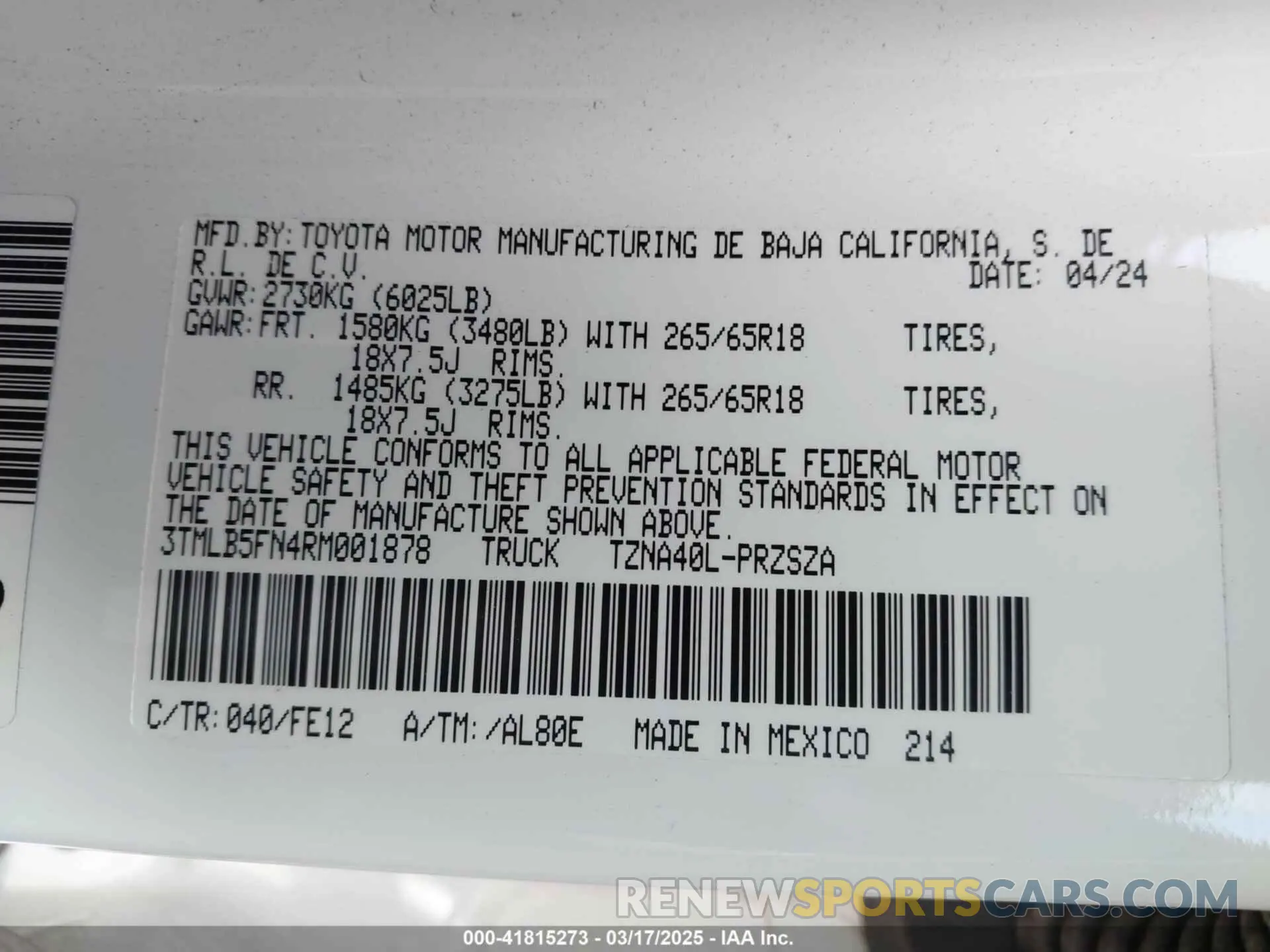 9 Photograph of a damaged car 3TMLB5FN4RM001878 TOYOTA TACOMA 2024