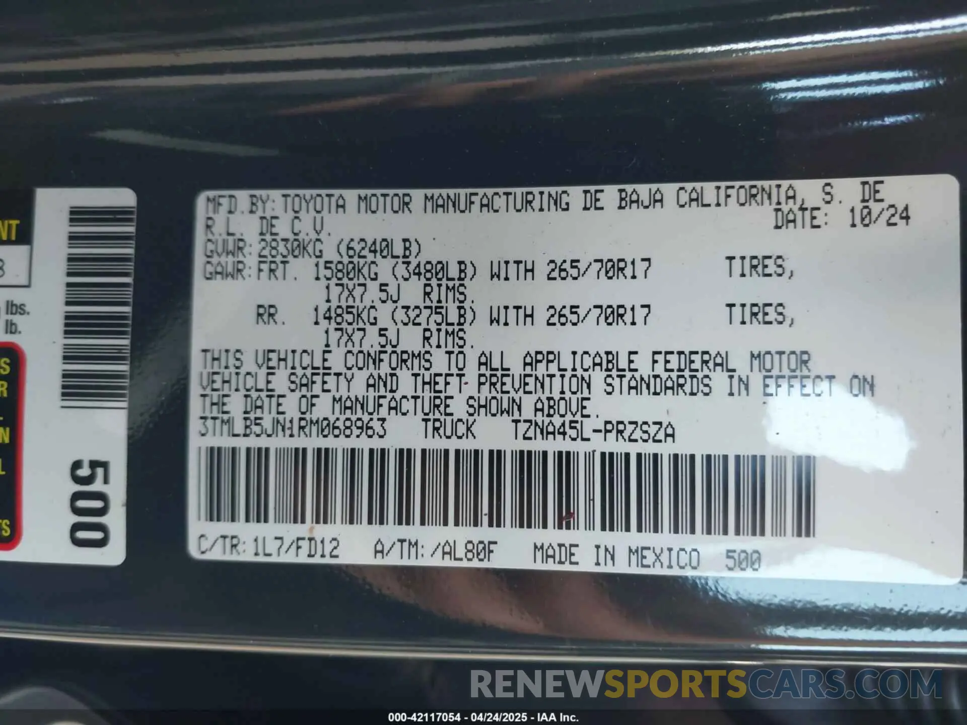 9 Фотография поврежденного автомобиля 3TMLB5JN1RM068963 TOYOTA TACOMA 2024