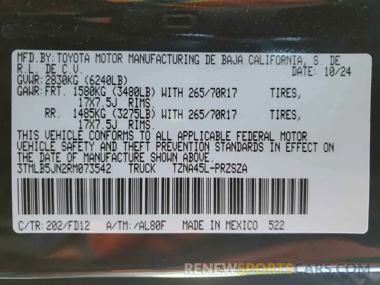 12 Photograph of a damaged car 3TMLB5JN2RM073542 TOYOTA TACOMA 2024