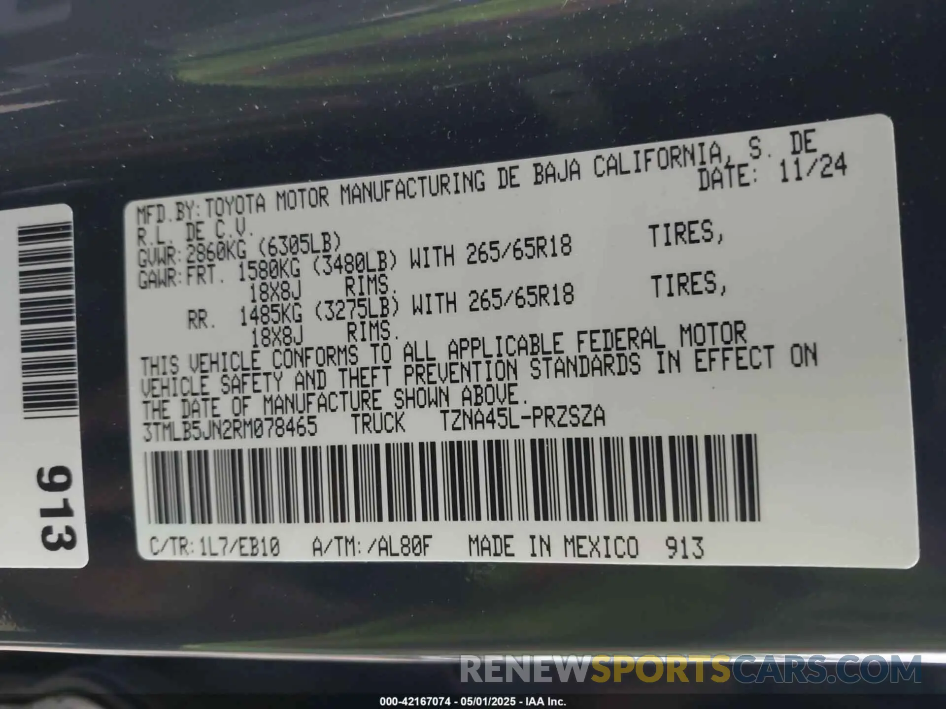 9 Фотография поврежденного автомобиля 3TMLB5JN2RM078465 TOYOTA TACOMA 2024
