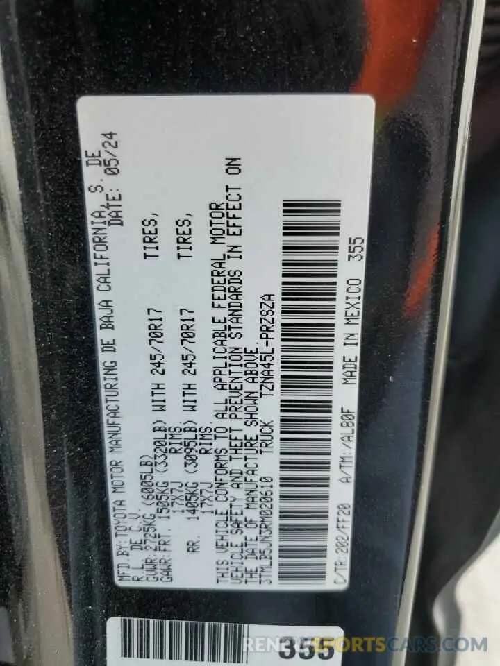 12 Фотография поврежденного автомобиля 3TMLB5JN3RM020610 TOYOTA TACOMA 2024