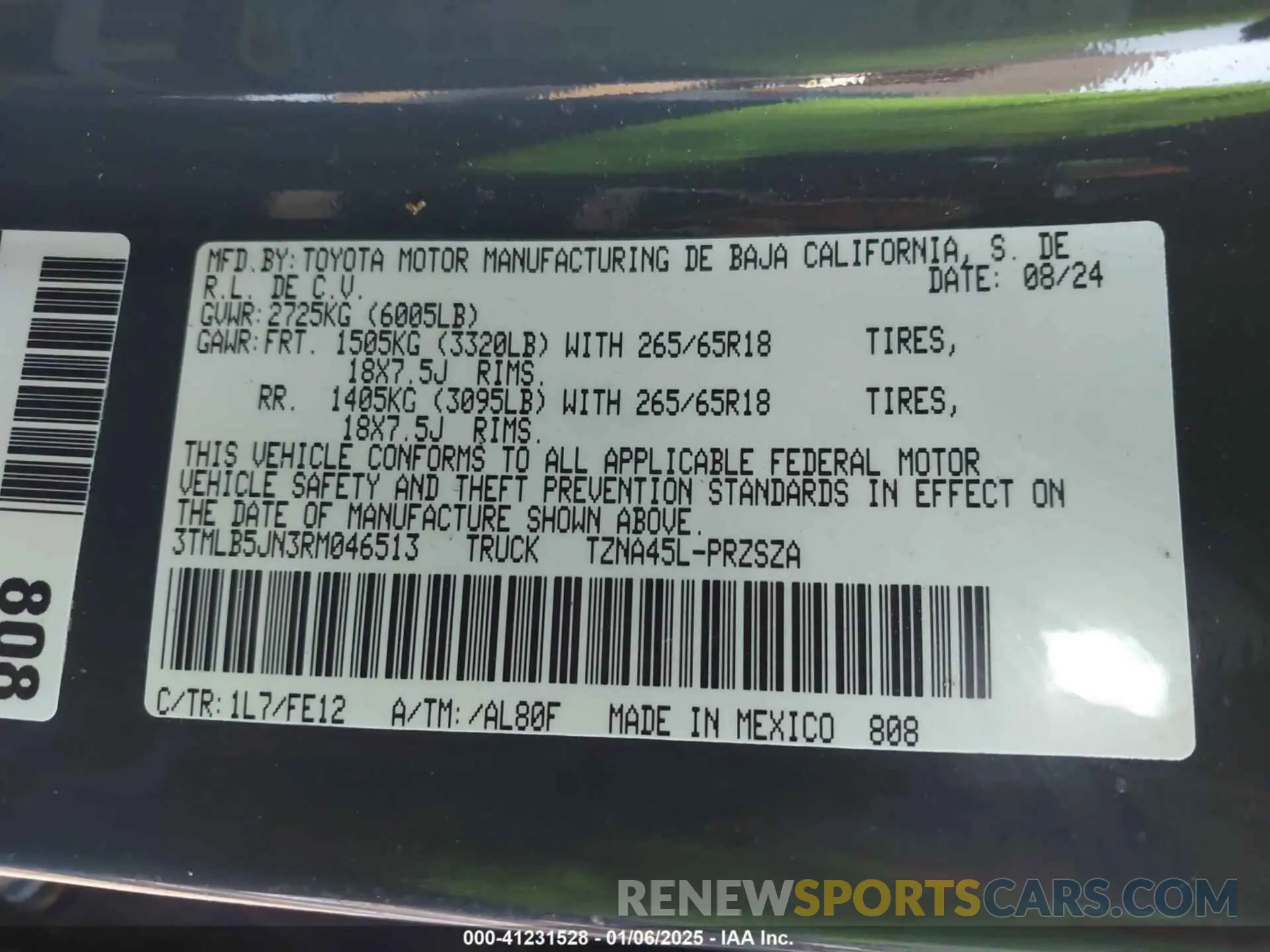 9 Фотография поврежденного автомобиля 3TMLB5JN3RM046513 TOYOTA TACOMA 2024