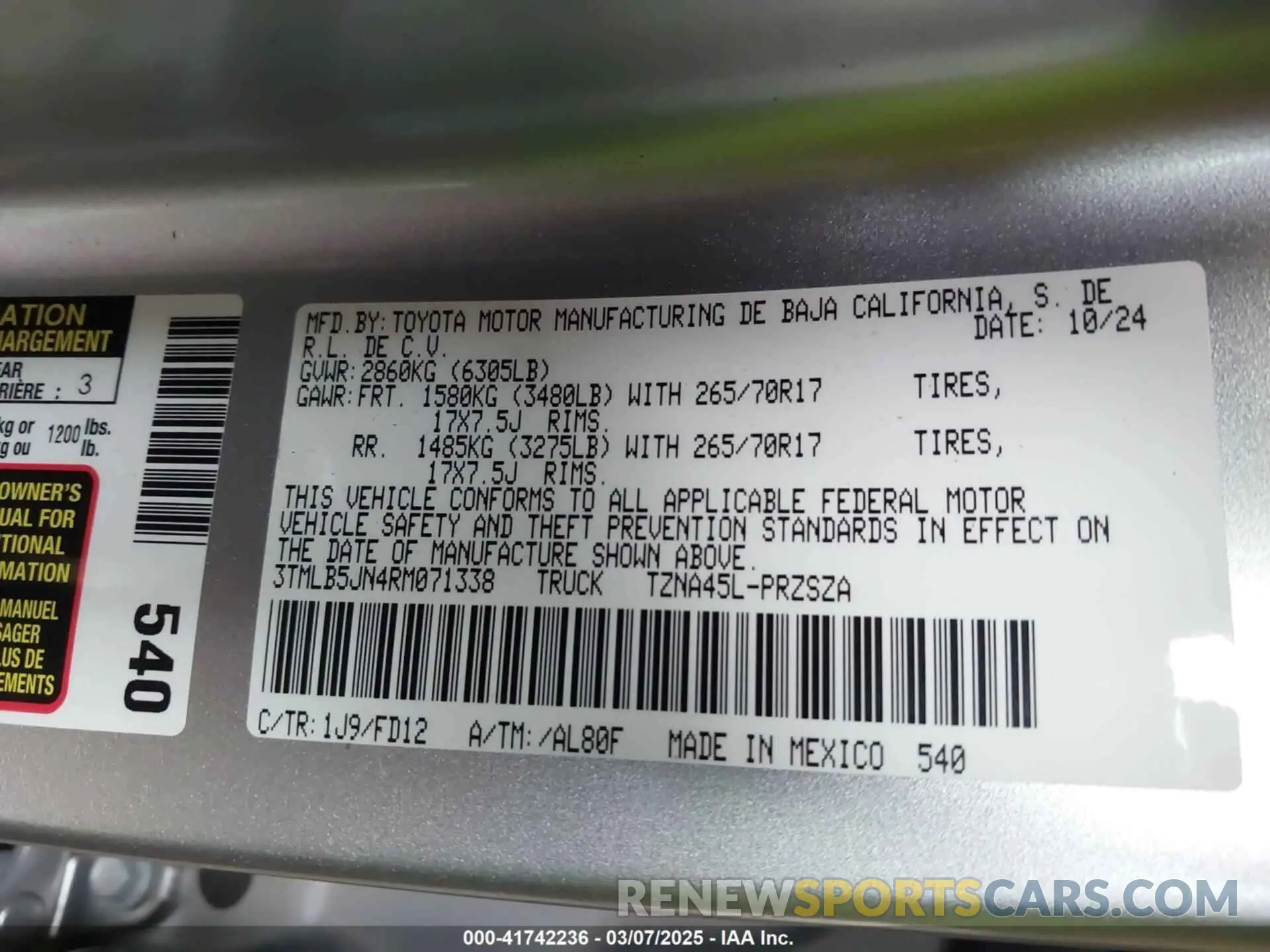 9 Photograph of a damaged car 3TMLB5JN4RM071338 TOYOTA TACOMA 2024