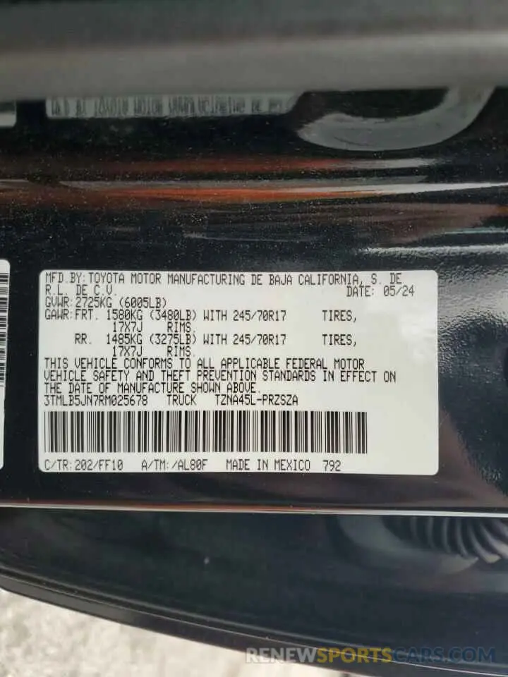 12 Фотография поврежденного автомобиля 3TMLB5JN7RM025678 TOYOTA TACOMA 2024