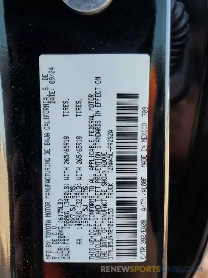 12 Фотография поврежденного автомобиля 3TMLB5JN7RM063153 TOYOTA TACOMA 2024