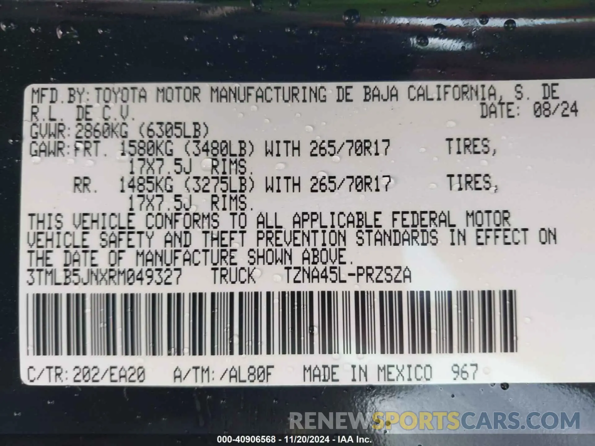9 Photograph of a damaged car 3TMLB5JNXRM049327 TOYOTA TACOMA 2024
