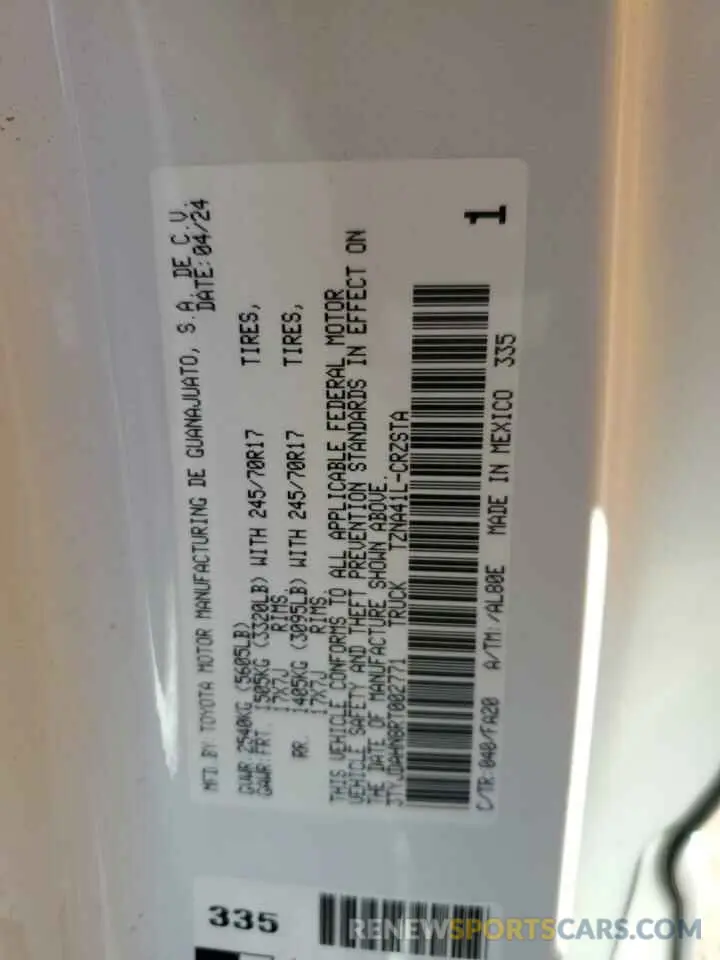 12 Фотография поврежденного автомобиля 3TYJDAHN8RT002771 TOYOTA TACOMA 2024