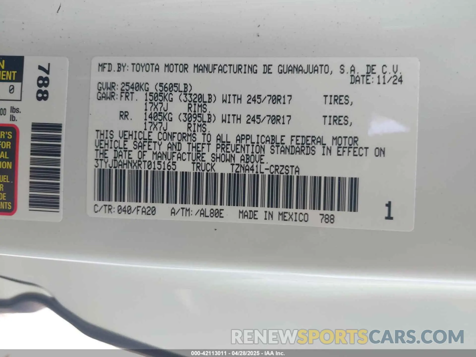 9 Photograph of a damaged car 3TYJDAHNXRT015165 TOYOTA TACOMA 2024