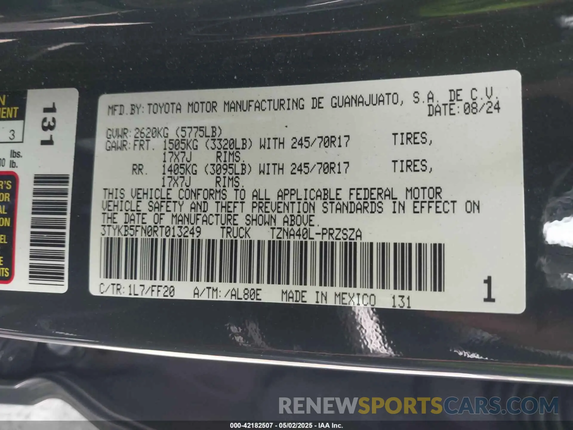 9 Фотография поврежденного автомобиля 3TYKB5FN0RT013249 TOYOTA TACOMA 2024