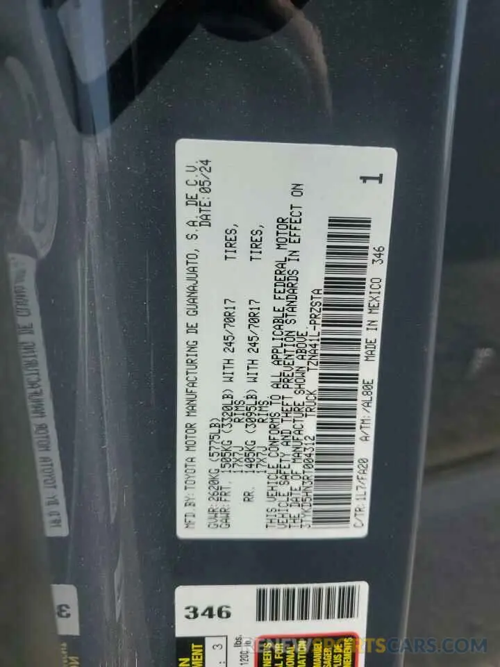 12 Фотография поврежденного автомобиля 3TYKD5HN3RT004312 TOYOTA TACOMA 2024