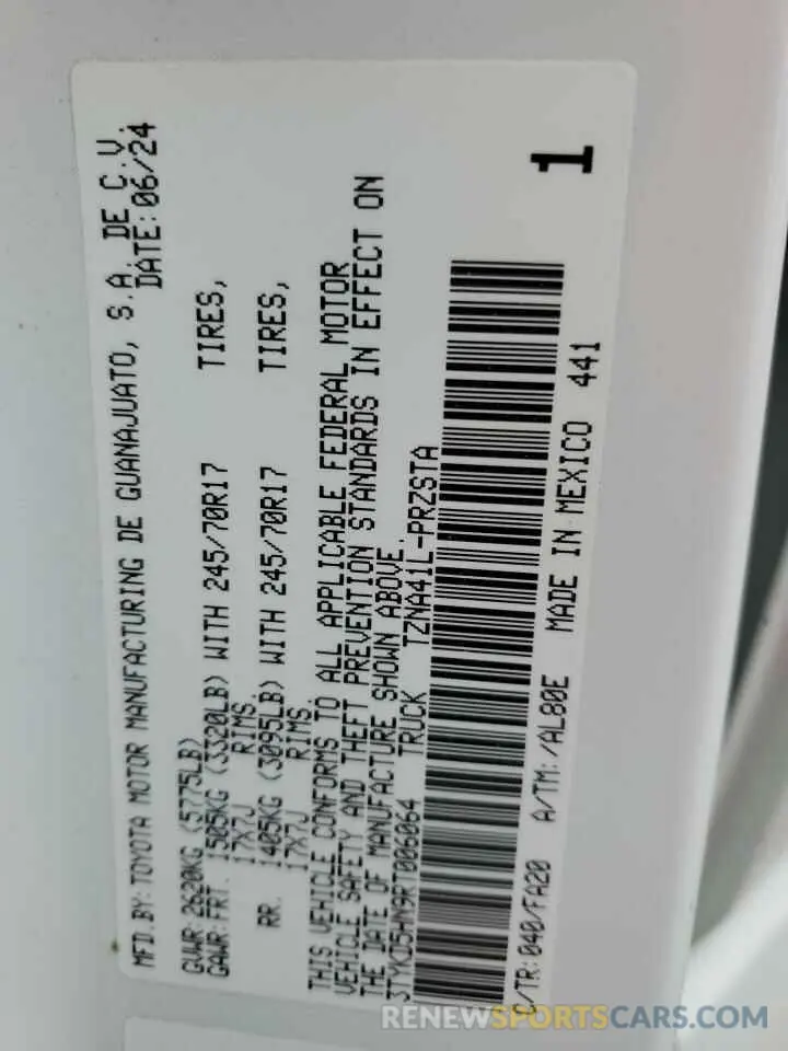 12 Фотография поврежденного автомобиля 3TYKD5HN9RT006064 TOYOTA TACOMA 2024