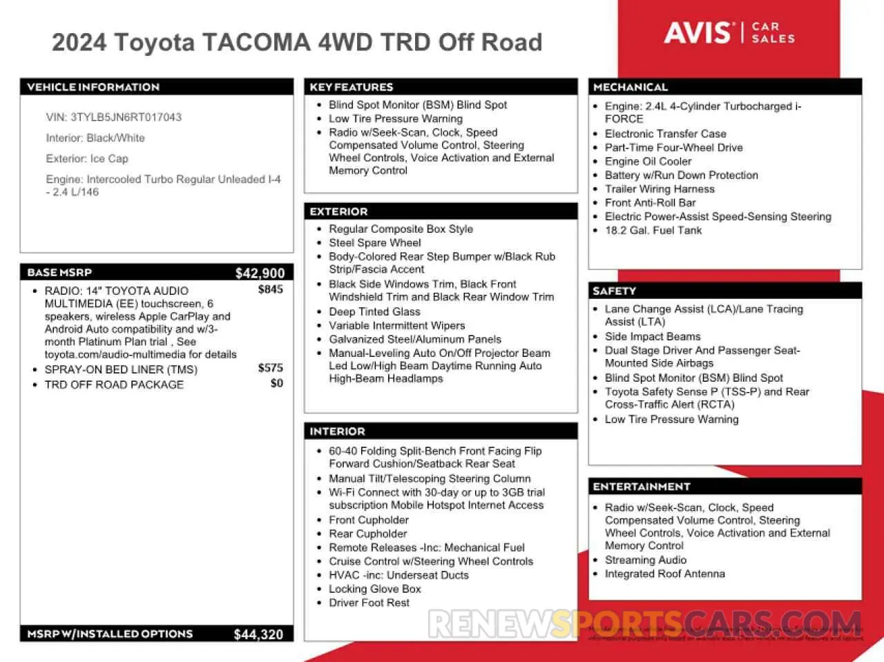 12 Photograph of a damaged car 3TYLB5JN6RT017043 TOYOTA TACOMA 2024