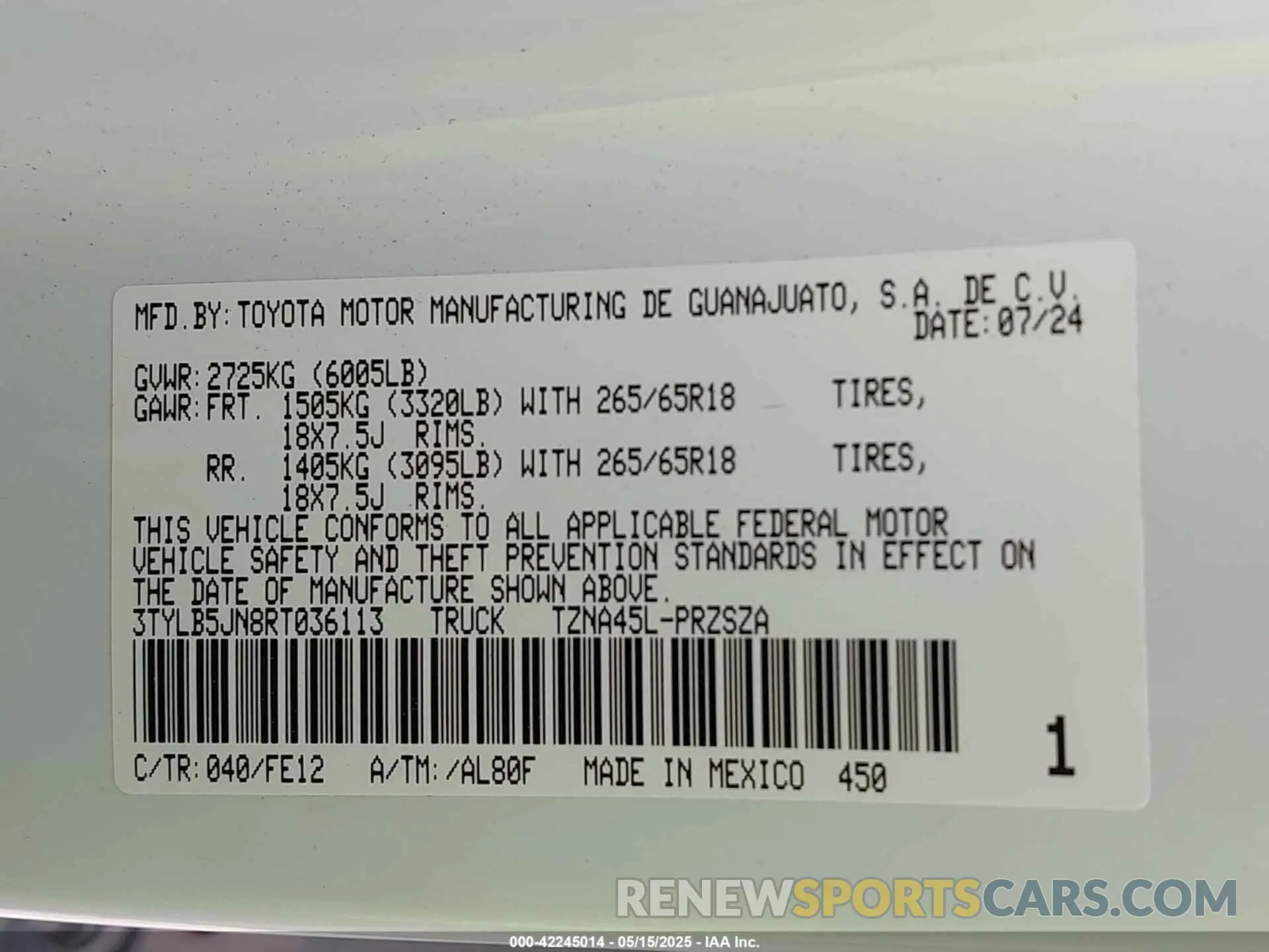 9 Photograph of a damaged car 3TYLB5JN8RT036113 TOYOTA TACOMA 2024