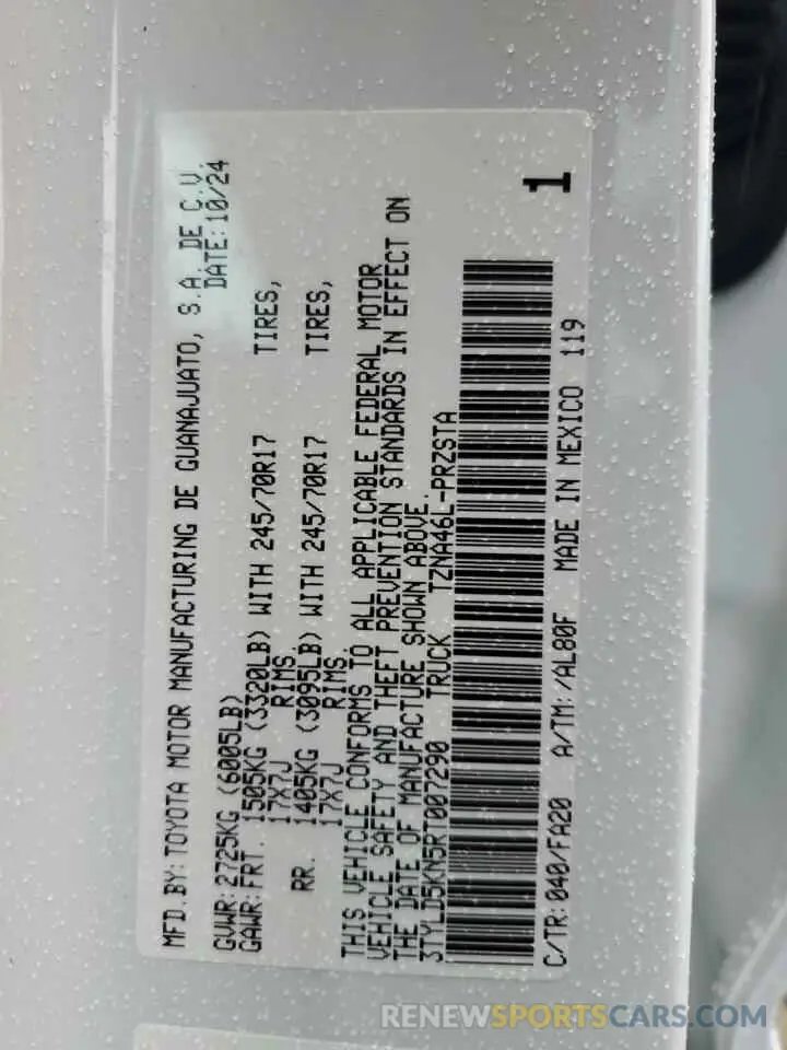 12 Фотография поврежденного автомобиля 3TYLD5KN5RT007290 TOYOTA TACOMA 2024