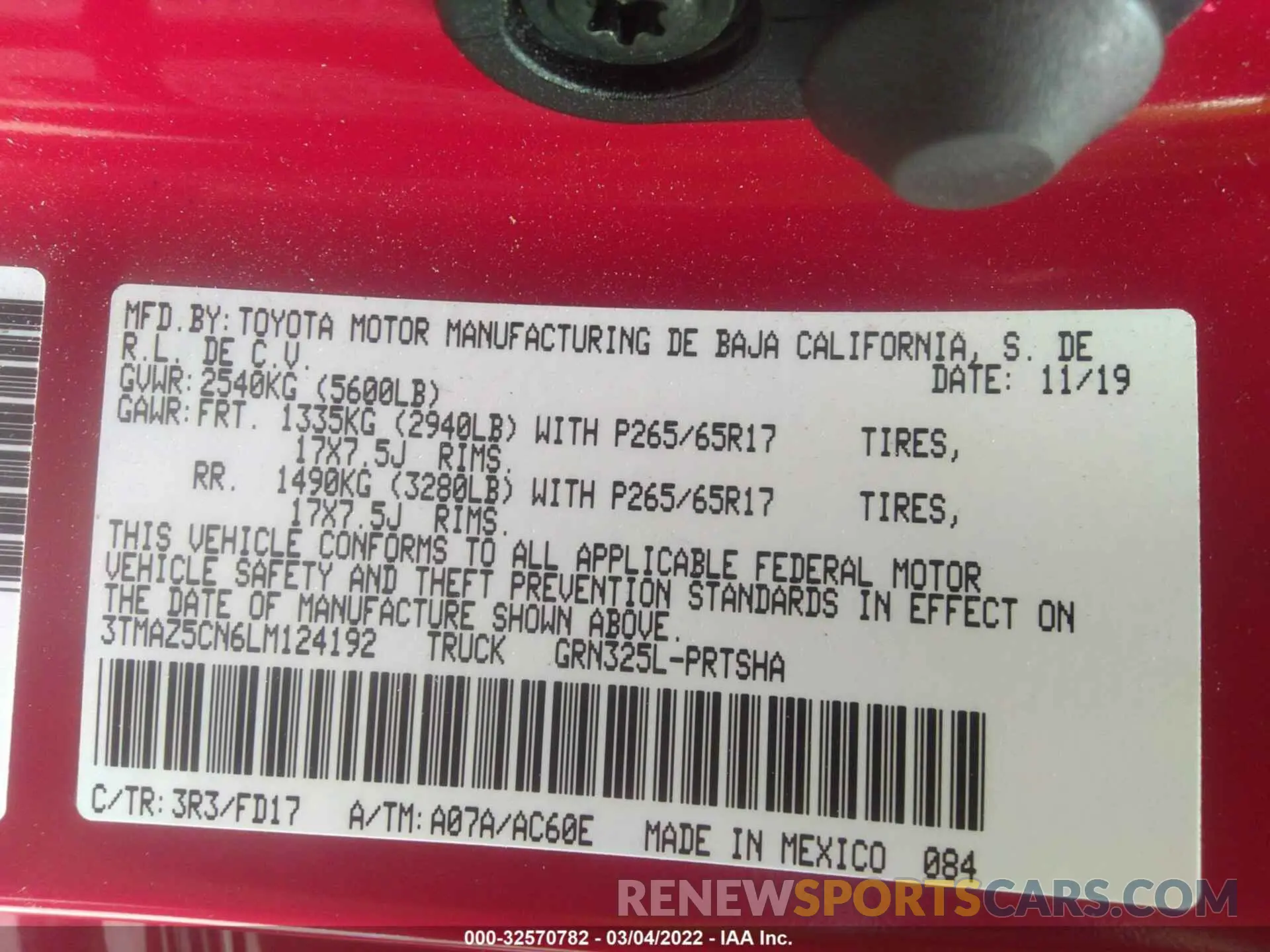 9 Photograph of a damaged car 3TMAZ5CN6LM124192 TOYOTA TACOMA 2WD 2020