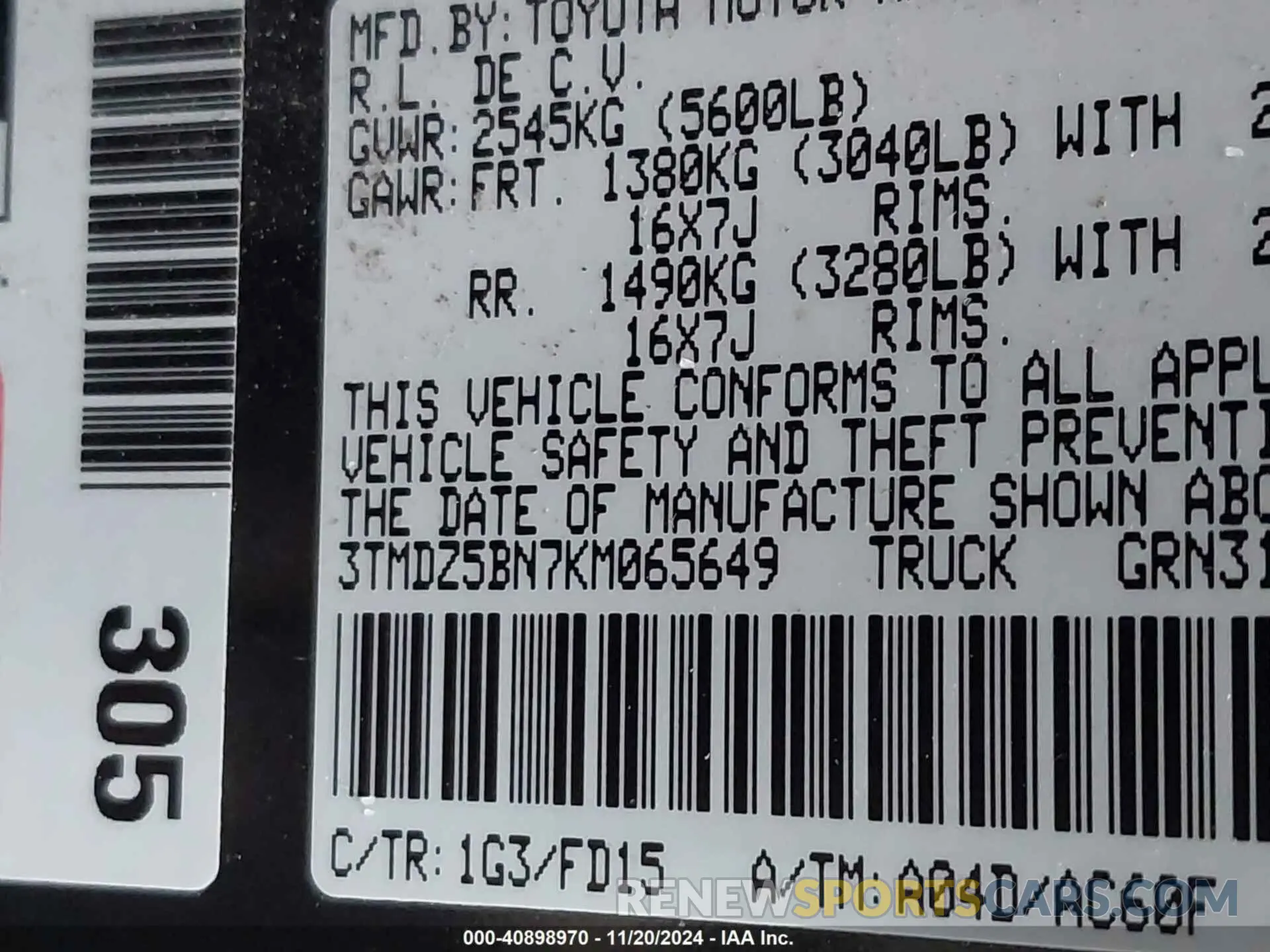 9 Фотография поврежденного автомобиля 3TMDZ5BN7KM065649 TOYOTA TACOMA 4WD 2019