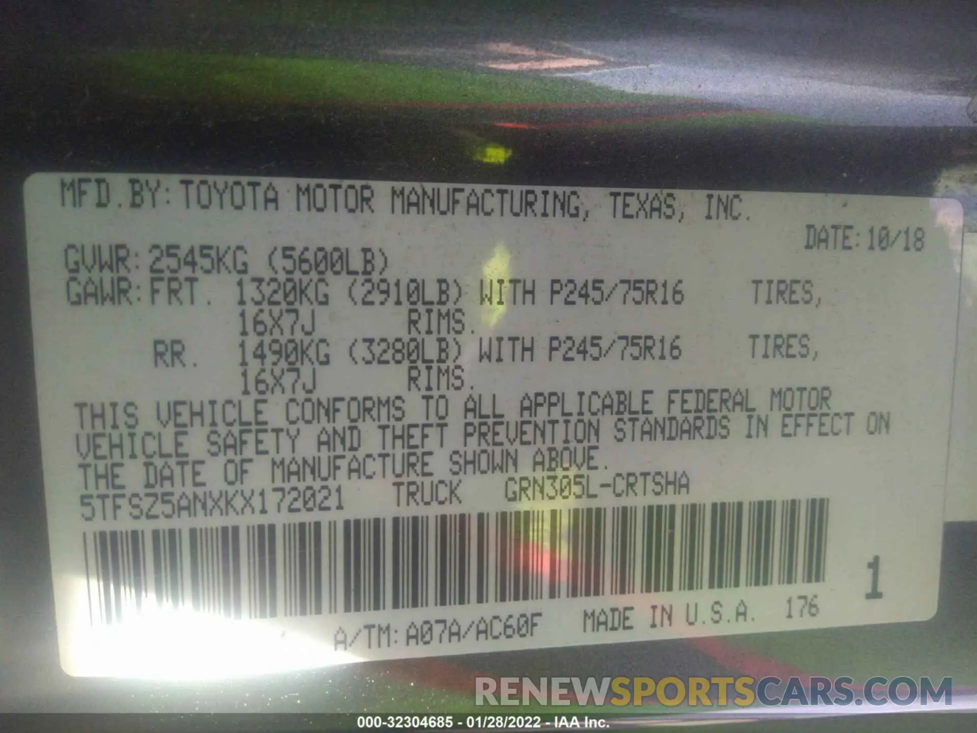 9 Photograph of a damaged car 5TFSZ5ANXKX172021 TOYOTA TACOMA 4WD 2019