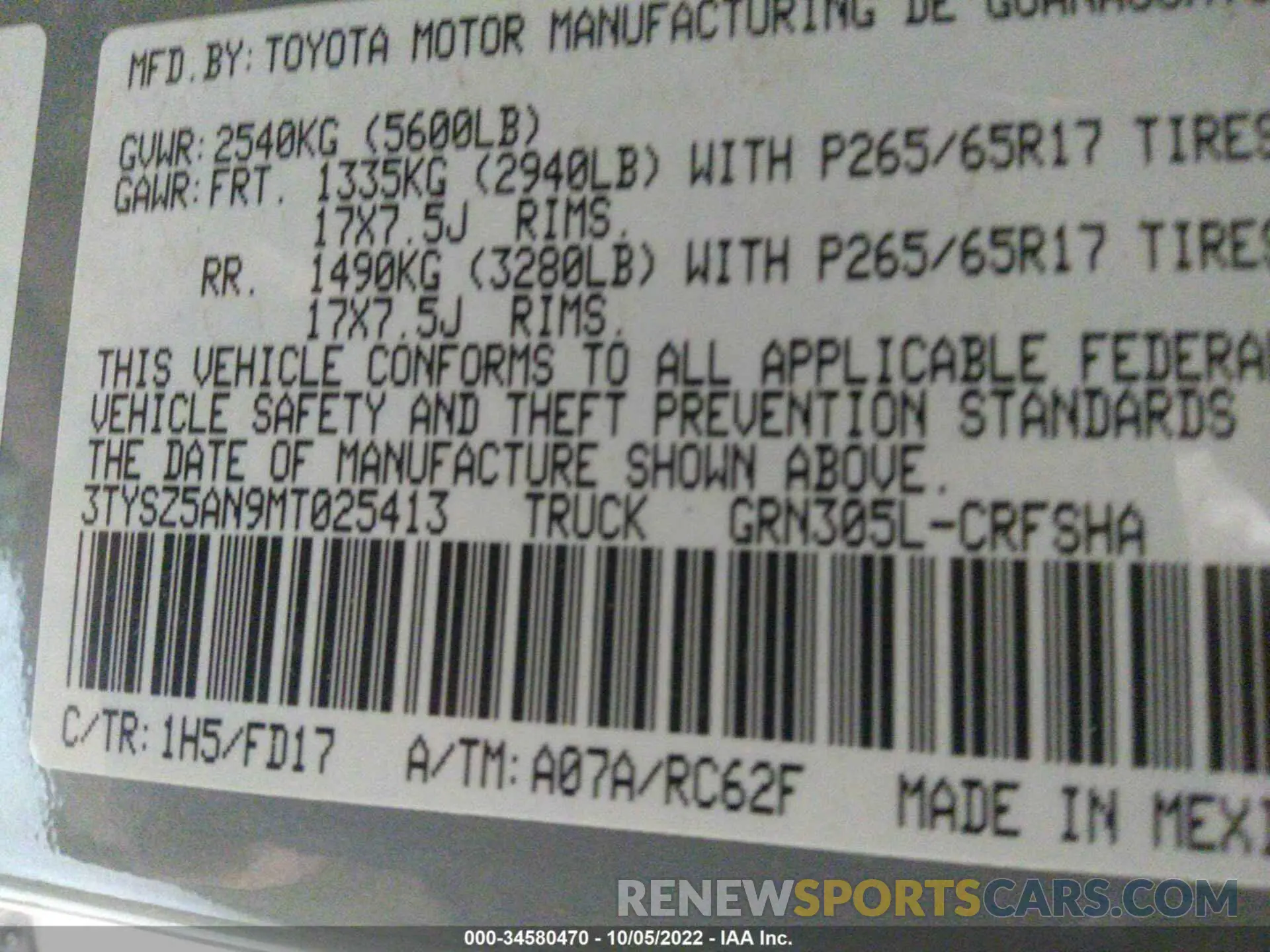 9 Фотография поврежденного автомобиля 3TYSZ5AN9MT025413 TOYOTA TACOMA 4WD 2021