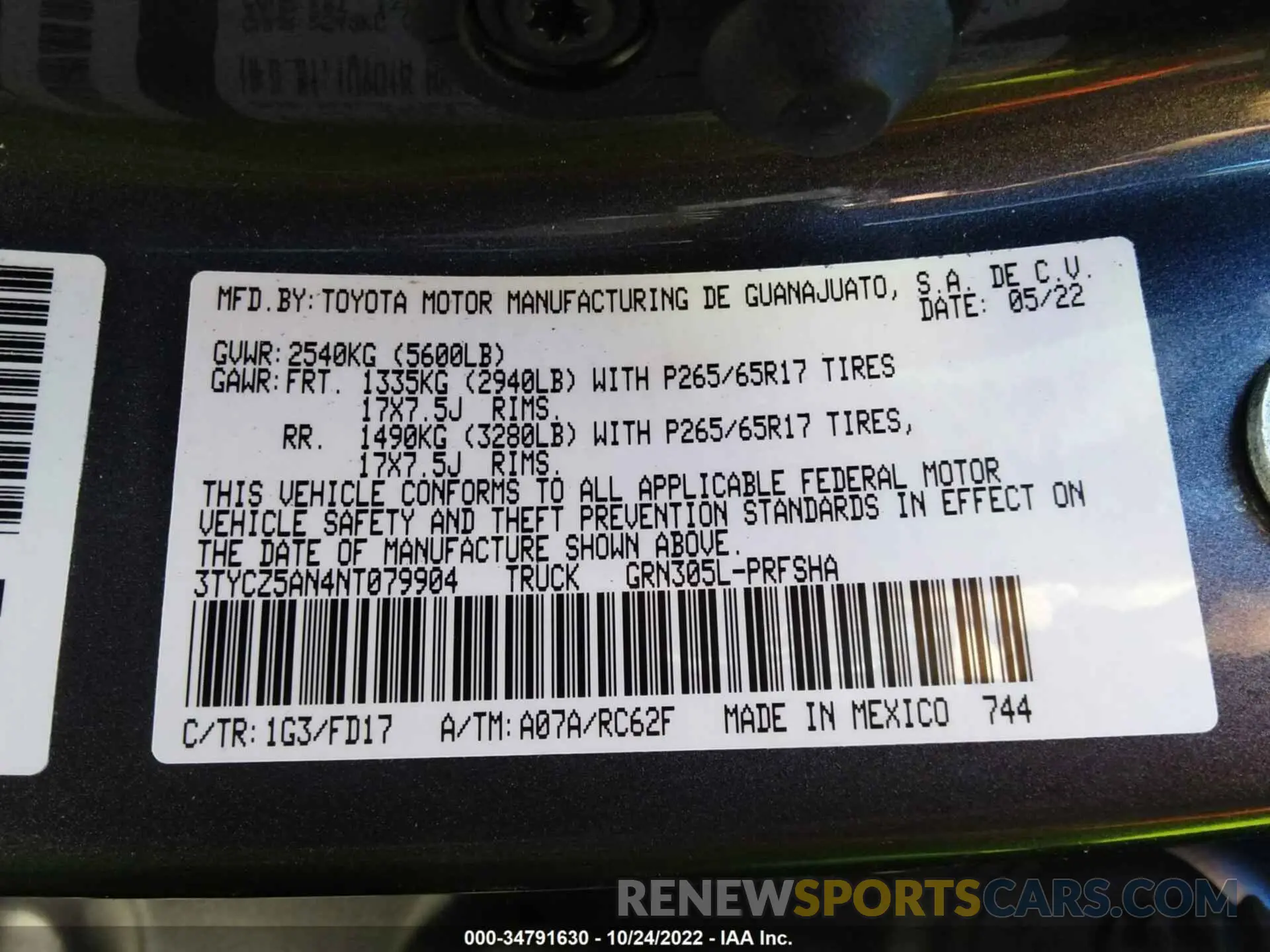 9 Фотография поврежденного автомобиля 3TYCZ5AN4NT079904 TOYOTA TACOMA 4WD 2022